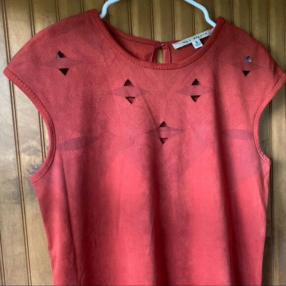 Max Studio Suede Burnt Orange Shift Dress- Women Size Small - Picture 8 of 11